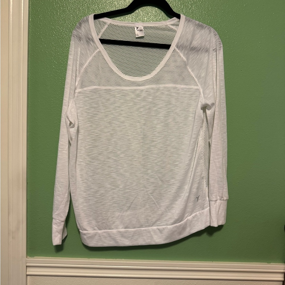 White Mesh Long Sleeve Top